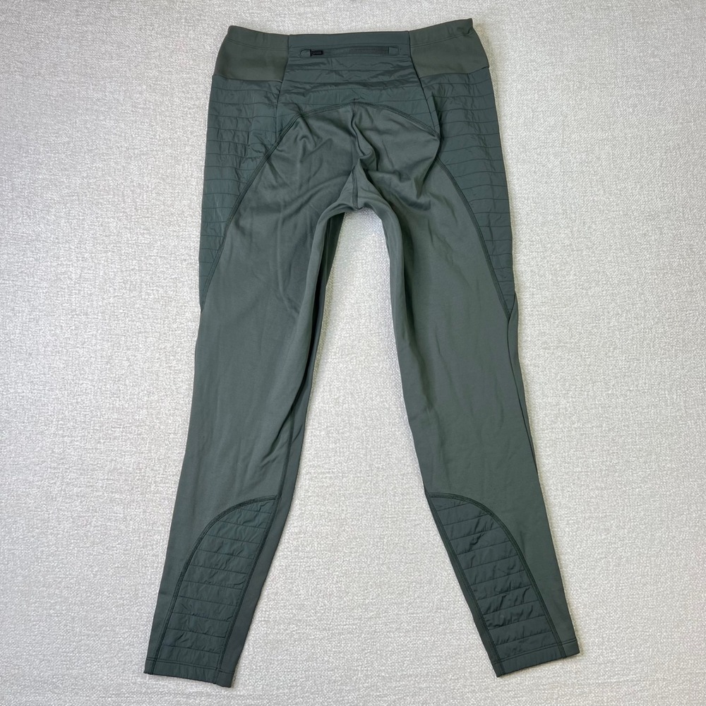 Athleta Peak Hybrid Fleece Tight Olive Green Quilted Leggings L - Picture 2 of 7